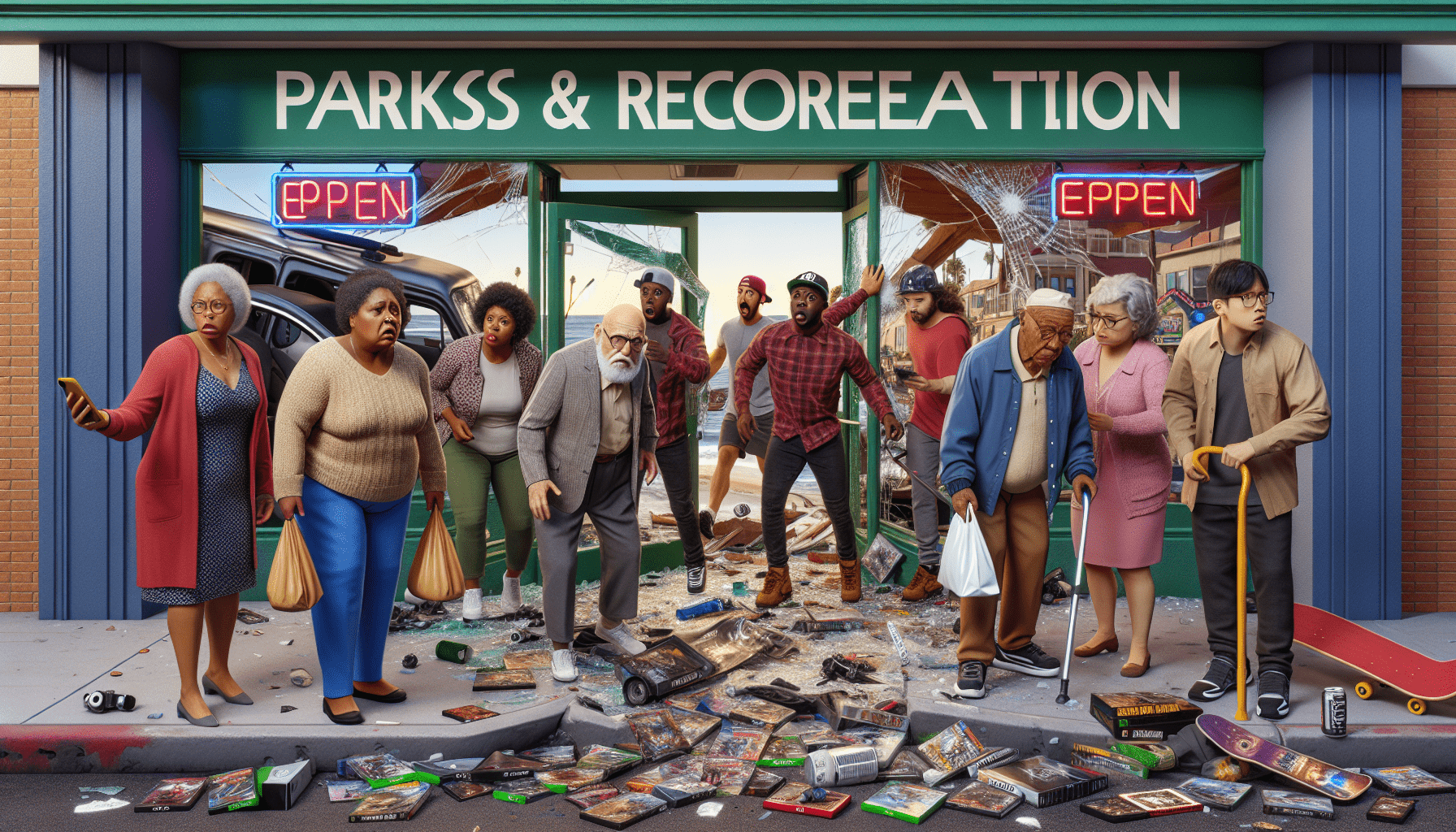 Margate Parks and Recreation vehicle slams through front of GameStop