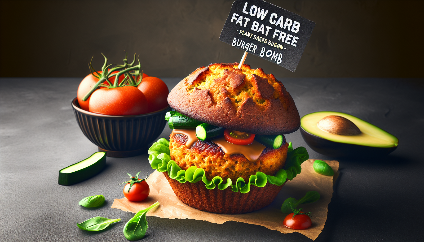 Low Carb Fat Free Plant Based Burger Bomb (Muffin) Low Carb Fat Free Plant Based Burger Bomb (Muffin)