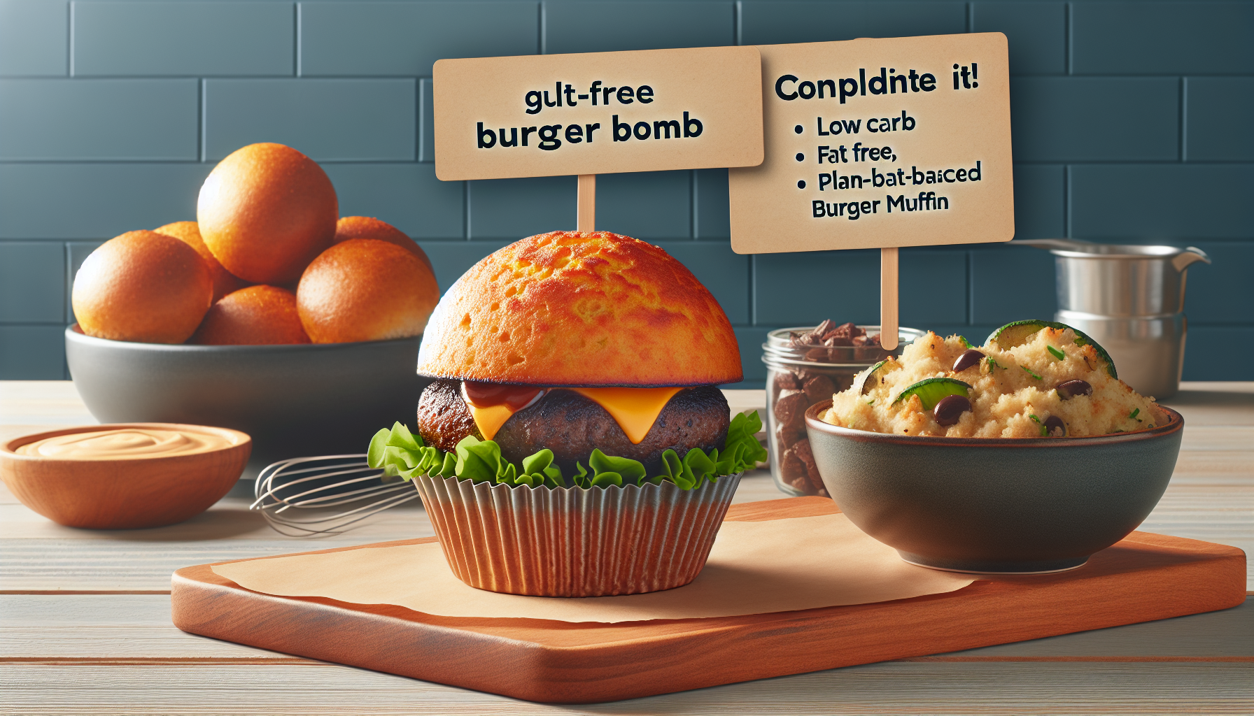 Low Carb Fat Free Plant Based Burger Bomb (Muffin) Low Carb Fat Free Plant Based Burger Bomb (Muffin)