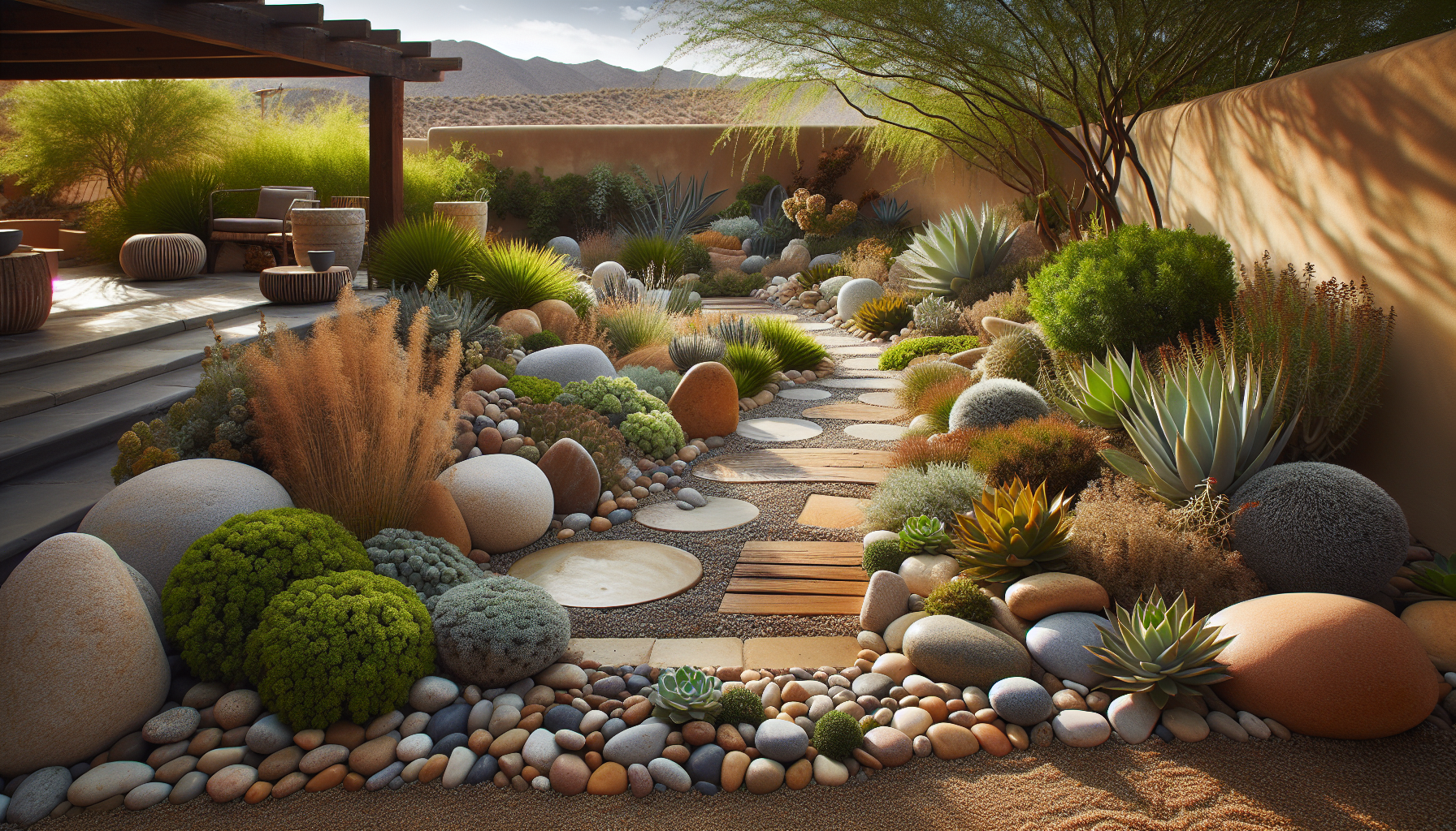 How To Use Hardscaping For Pebble Garden Design Near Mesa