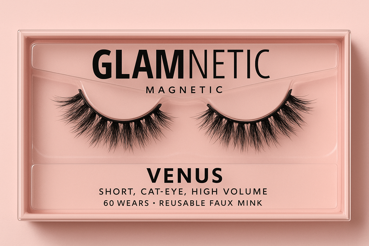 Glamnetic Magnetic Eyelashes - Venus | Short Magnetic Lashes, 60 Wears Reusable High Volume Faux Mink Lashes, Cat Eye, 3D Natural Look - 1 Pair