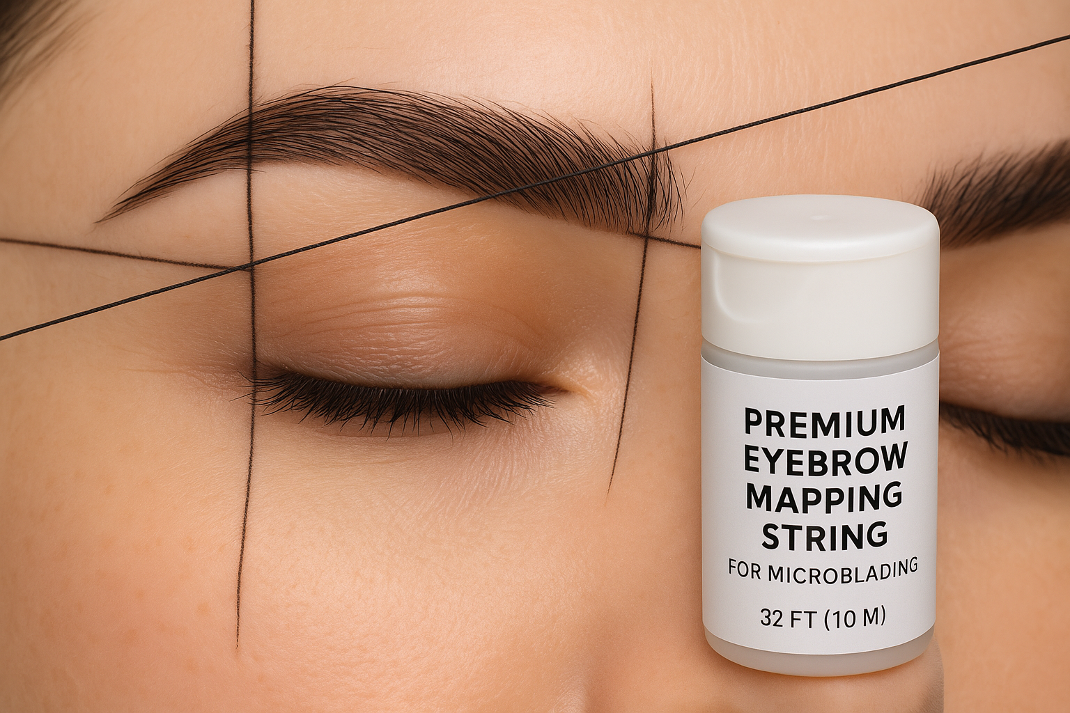 Parallel Products - Premium Eyebrow Mapping String for Microblading - Pre-Inked - 1 mm Charcoal Thread - Essential Brow Microblading Supplies - 15 Meters per Box (6-Pack)