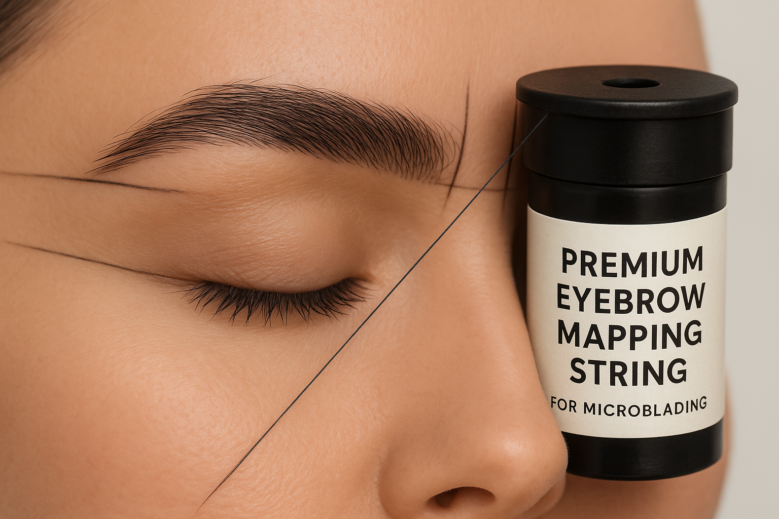 Parallel Products - Premium Eyebrow Mapping String for Microblading - Pre-Inked - 1 mm Charcoal Thread - Essential Brow Microblading Supplies - 15 Meters per Box (6-Pack)