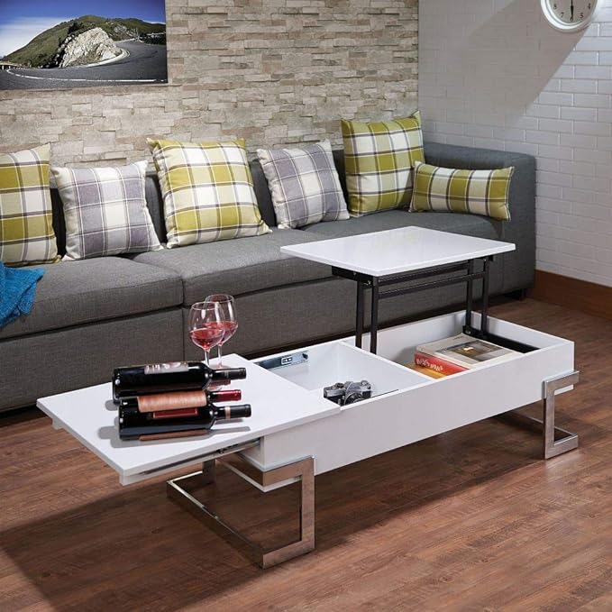 SSLine Lift Top Coffee Table with Hidden Storage, Modern Wood Home Living Room Furniture Lift Tabletop Dining Table,Computer Table,Side Table,Living Room Furniture Tea Table (White 3) SSLine Lift Top Coffee Table with Hidden Storage, Modern Wood Home Living Room Furniture Lift Tabletop Dining Table,Computer Table,Side Table,Living Room Furniture Tea Table (White 3)