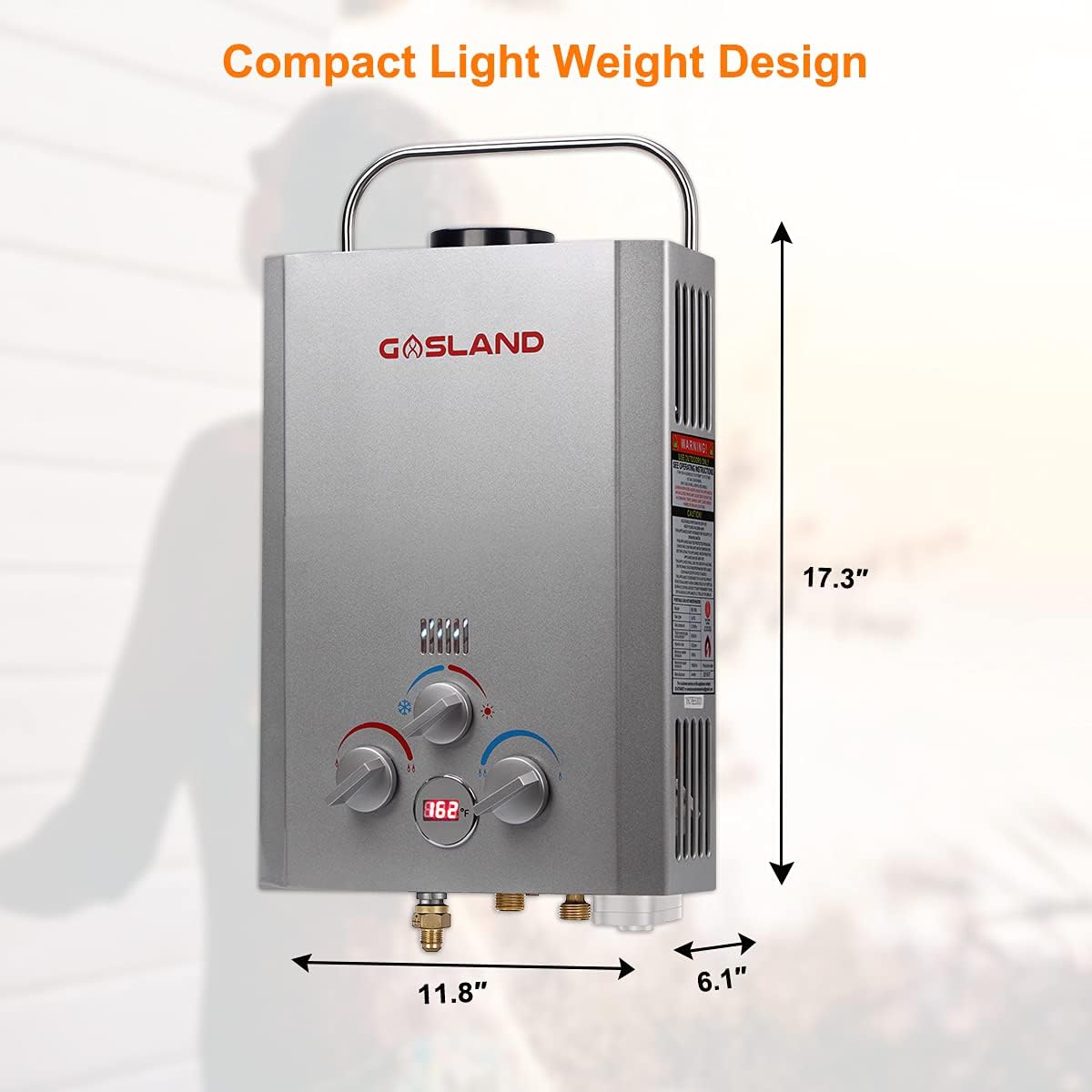 GASLAND BE158 6L Portable Propane Water Heater 1.58 GPM, Propane Outdoor Tankless Camping Water Heater, Overheating Protection